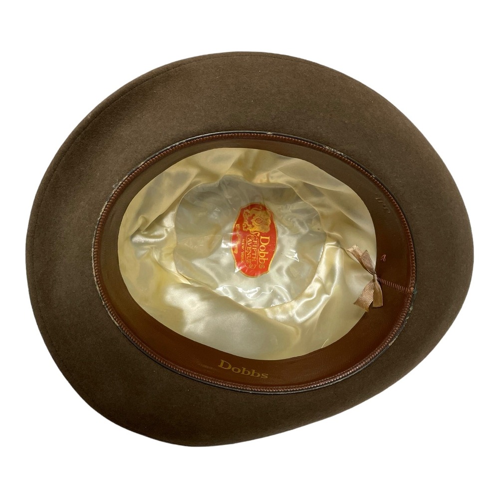 VINTAGE Dobbs Fifth Avenue Fedora Brown Hat 7 1/4‎ CLEAN WOOL SILK BOW - Picture 9 of 9